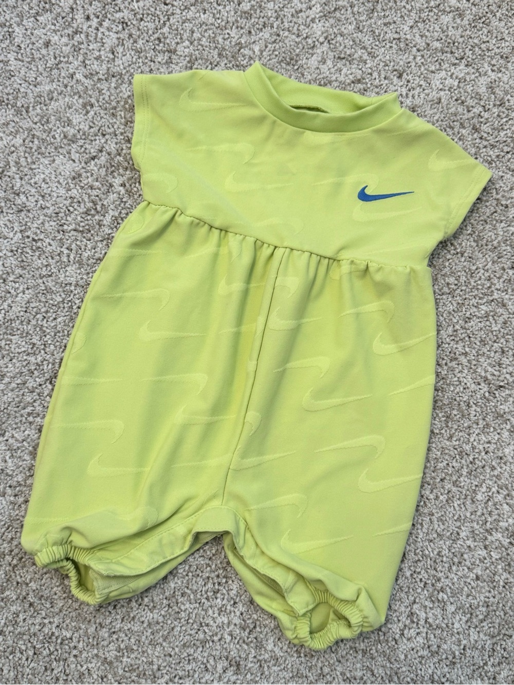 Nike Bright Neon Yellow Infant One-Piece with Swoosh print